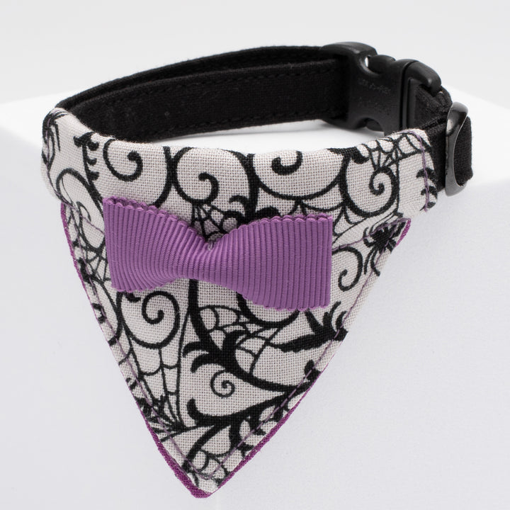 バンダナ付き猫首輪 ハロウィンパーティー スパイダー/パープル