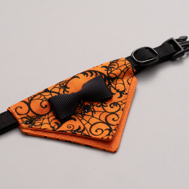 バンダナ付き猫首輪 ハロウィンパーティー スパイダー/オレンジ