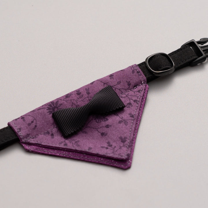 バンダナ付き猫首輪 ハロウィンパーティー ミッドナイトフラワー/パープル