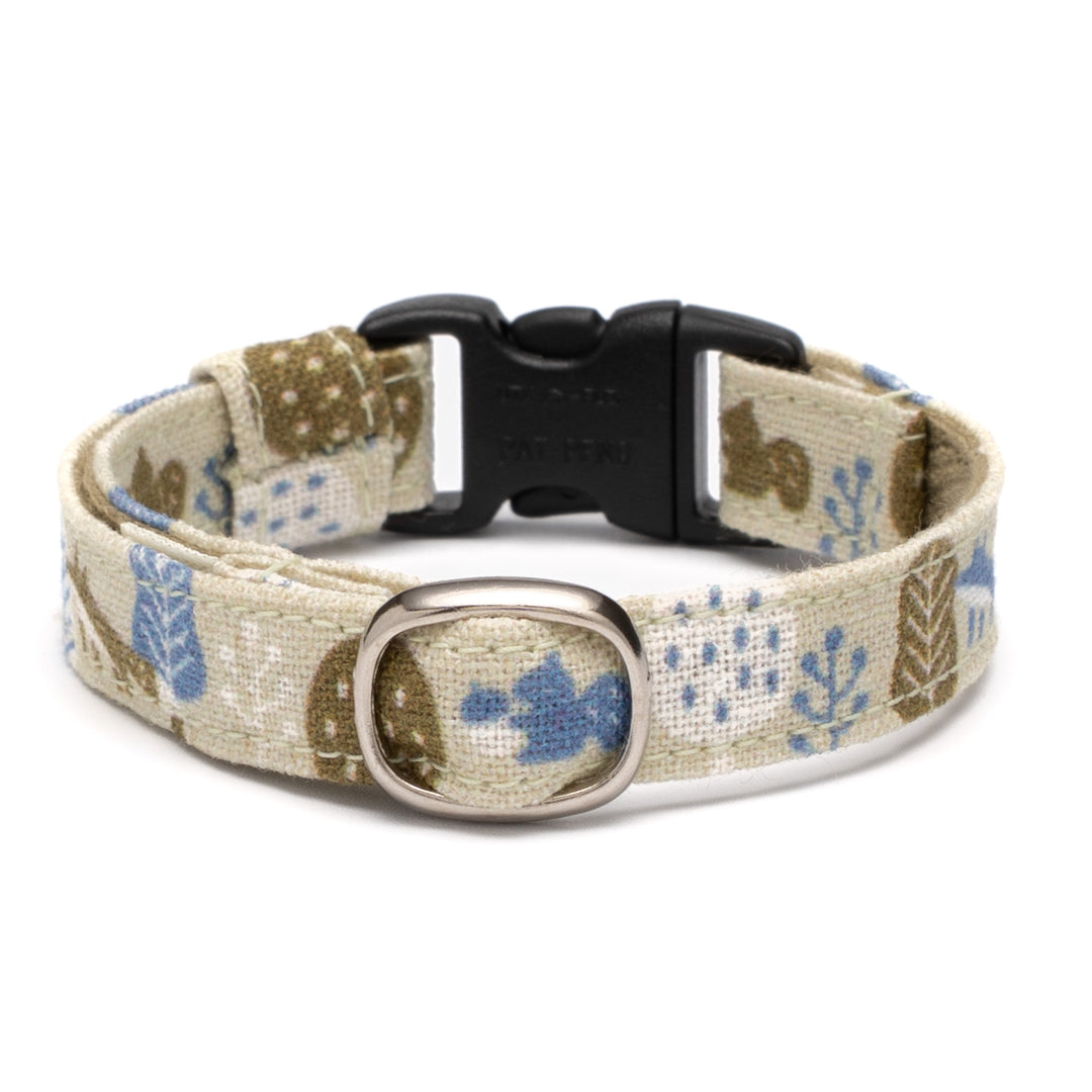 グラフィック猫首輪 森の小さな住人たち 〜キツネとリス〜 ブルー【限定モデル】