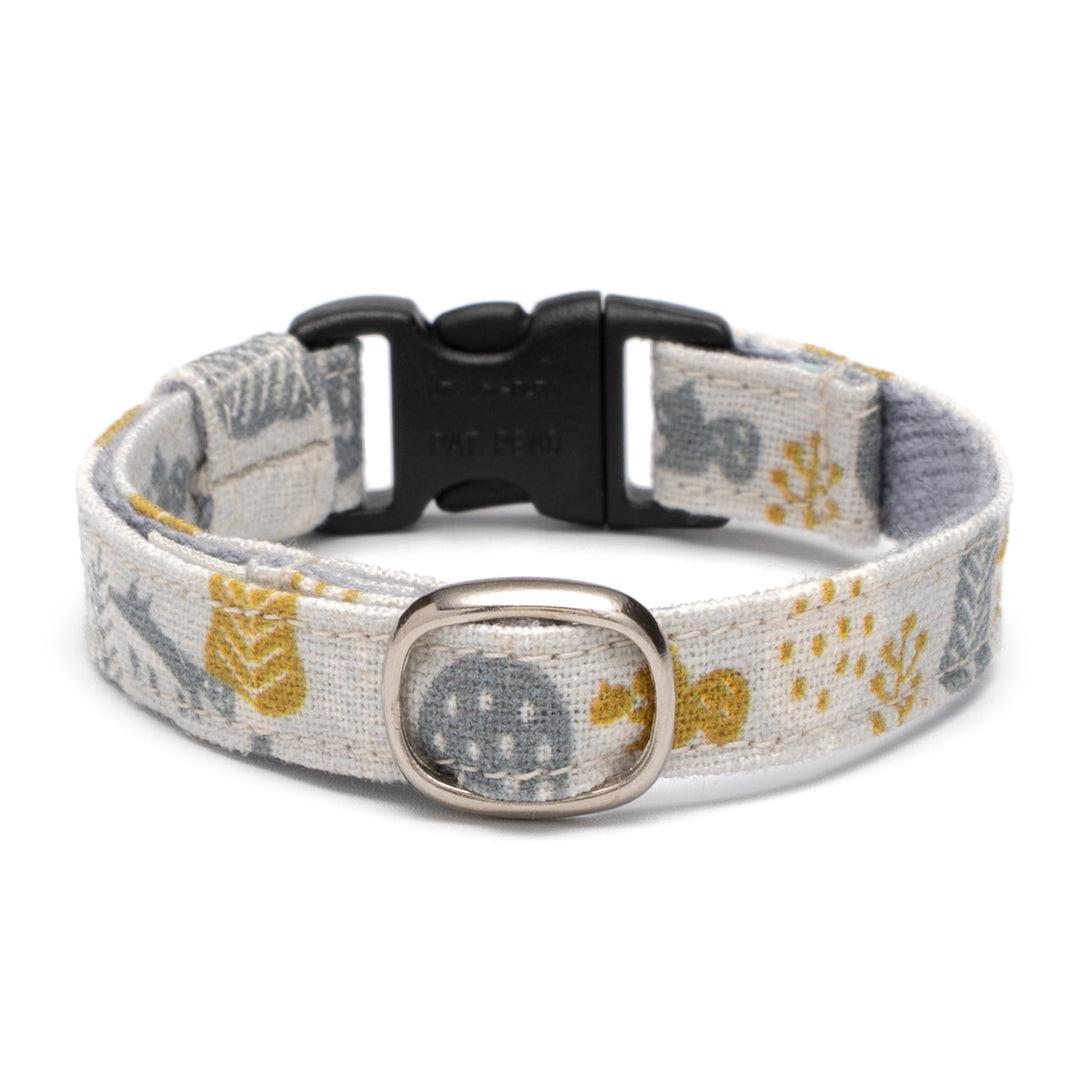 グラフィック猫首輪 森の小さな住人たち 〜キツネとリス〜 イエロー【限定モデル】