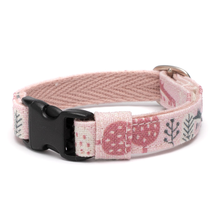 グラフィック猫首輪 森の小さな住人たち 〜キツネとリス〜 ピンク【限定モデル】