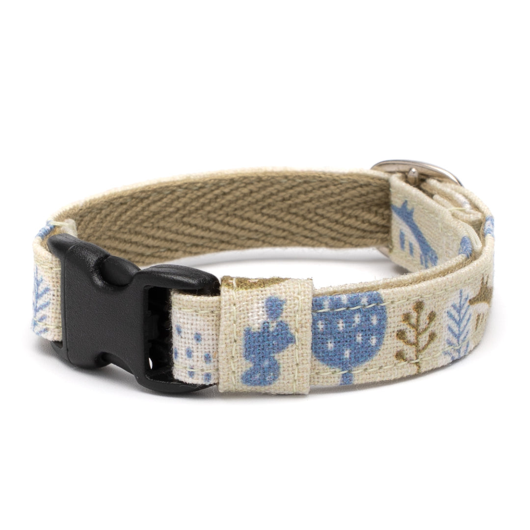 グラフィック猫首輪 森の小さな住人たち 〜キツネとリス〜 ブルー【限定モデル】