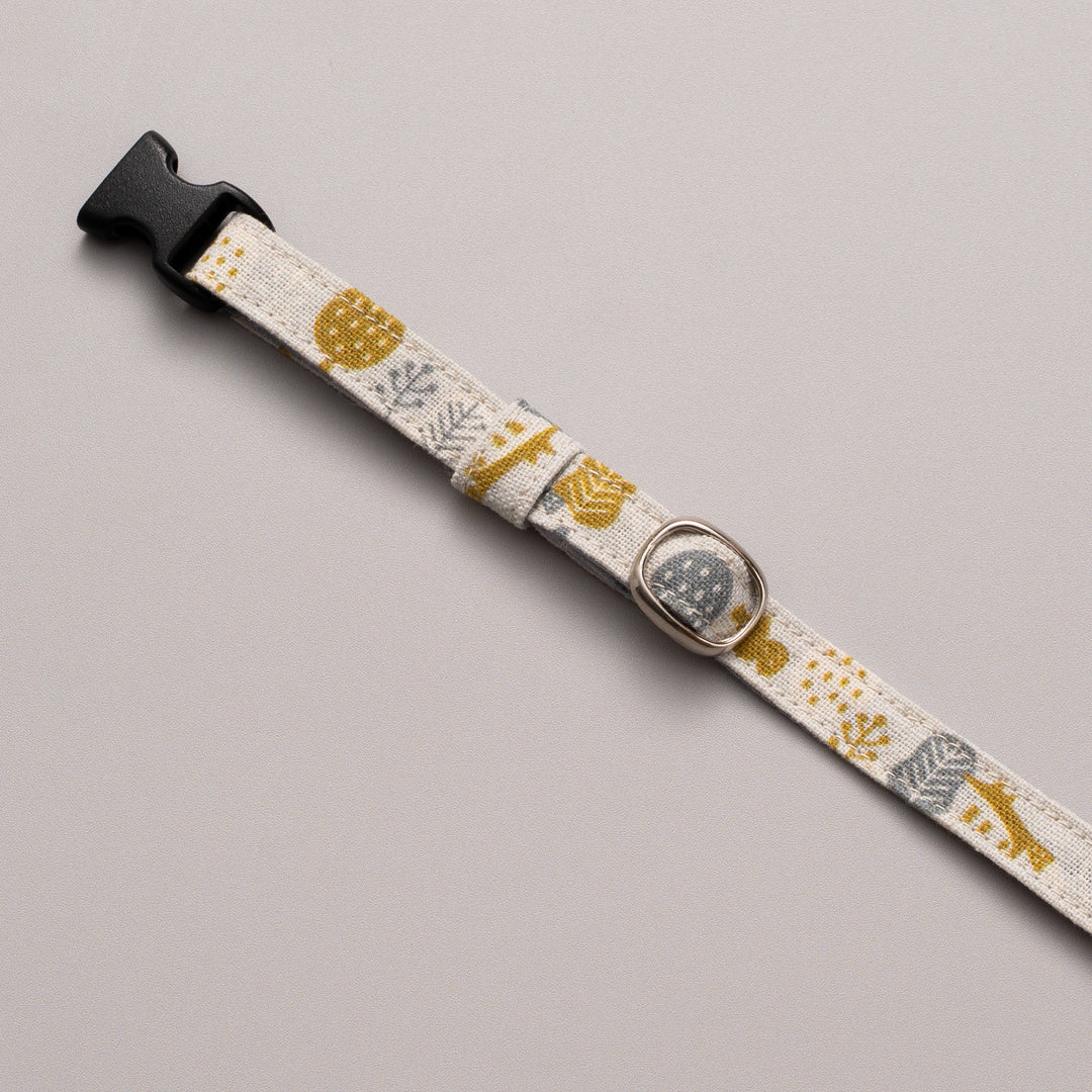 グラフィック猫首輪 森の小さな住人たち 〜キツネとリス〜 イエロー【限定モデル】