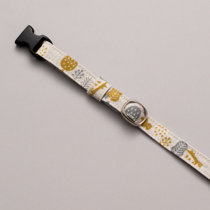 グラフィック猫首輪 森の小さな住人たち 〜キツネとリス〜 イエロー【限定モデル】