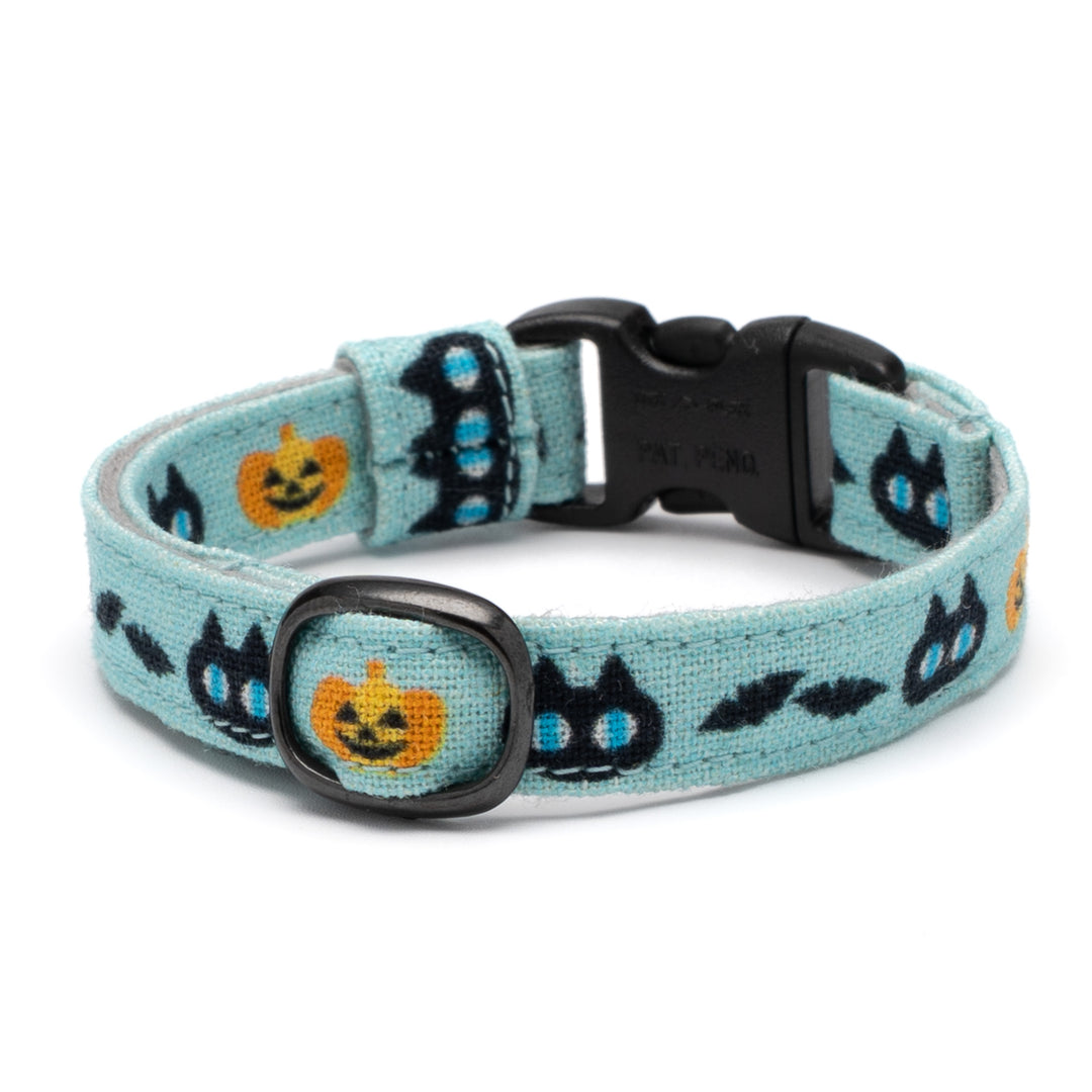 グラフィック猫首輪 黒猫のハロウィン ターコイズ【限定モデル】