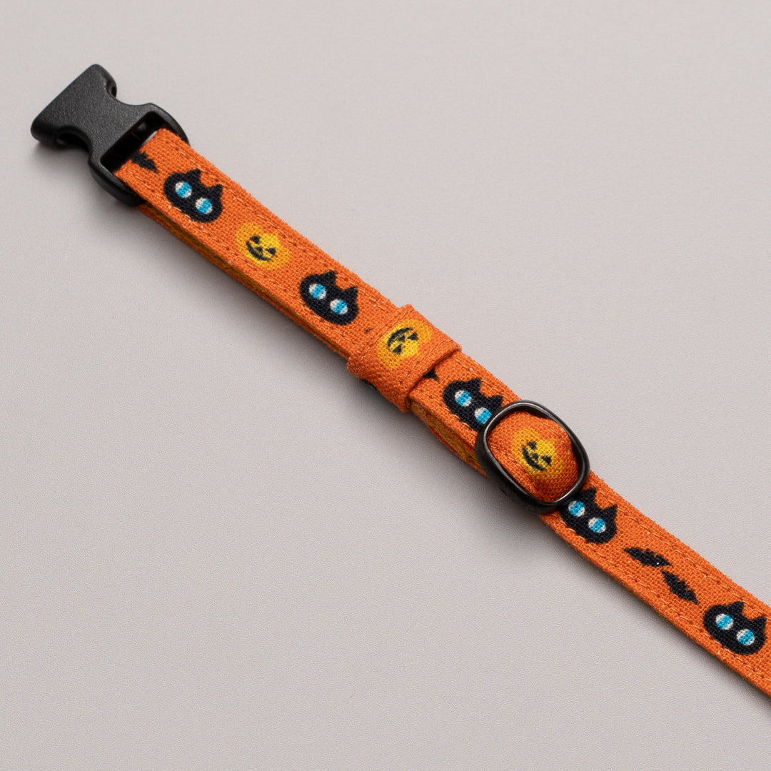 グラフィック猫首輪 黒猫のハロウィン オレンジ【限定モデル】
