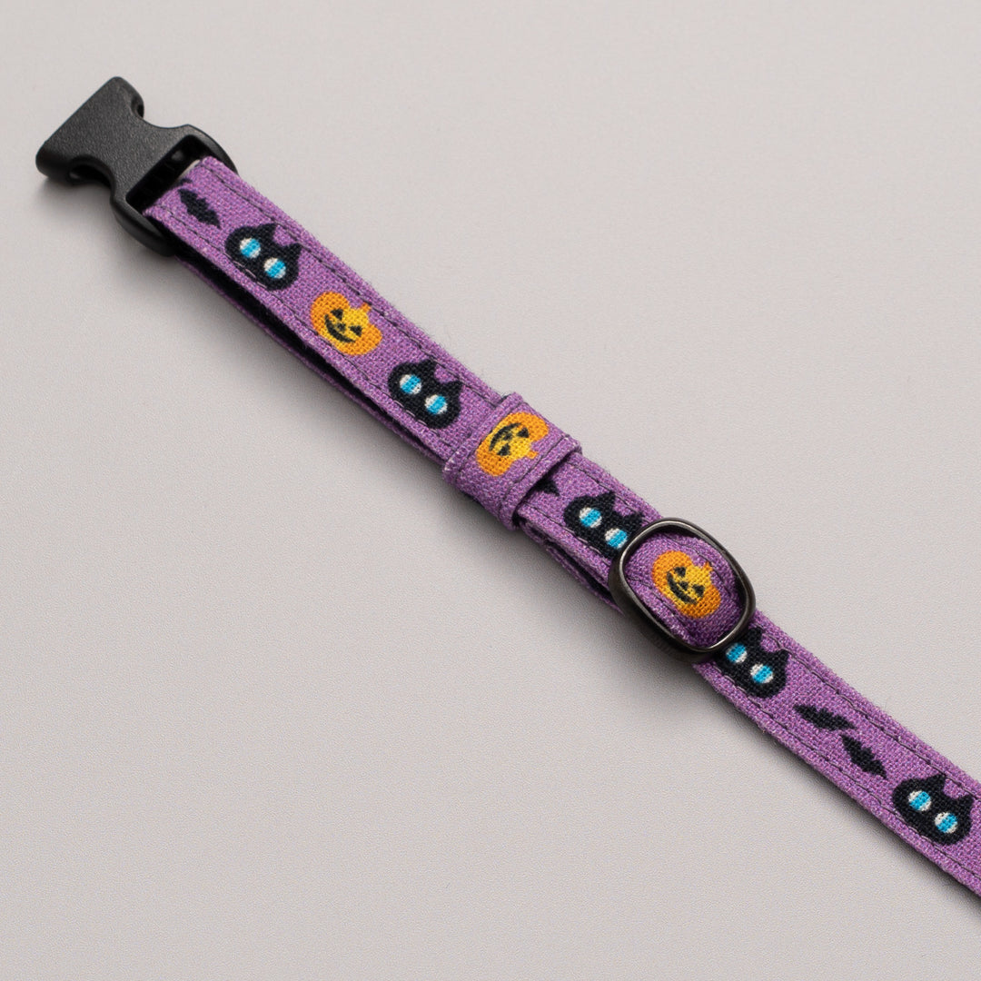 グラフィック猫首輪 黒猫のハロウィン パープル【限定モデル】