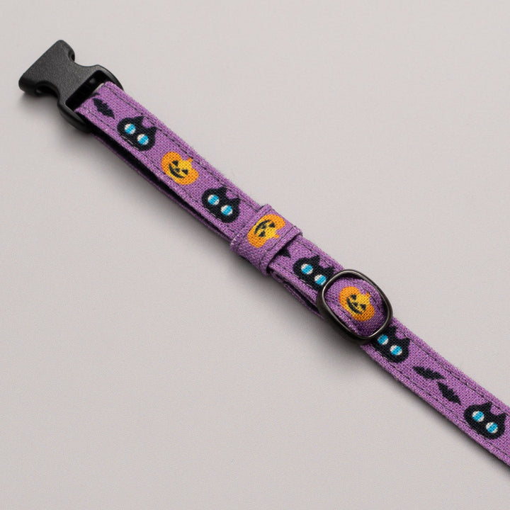 グラフィック猫首輪 黒猫のハロウィン パープル【限定モデル】