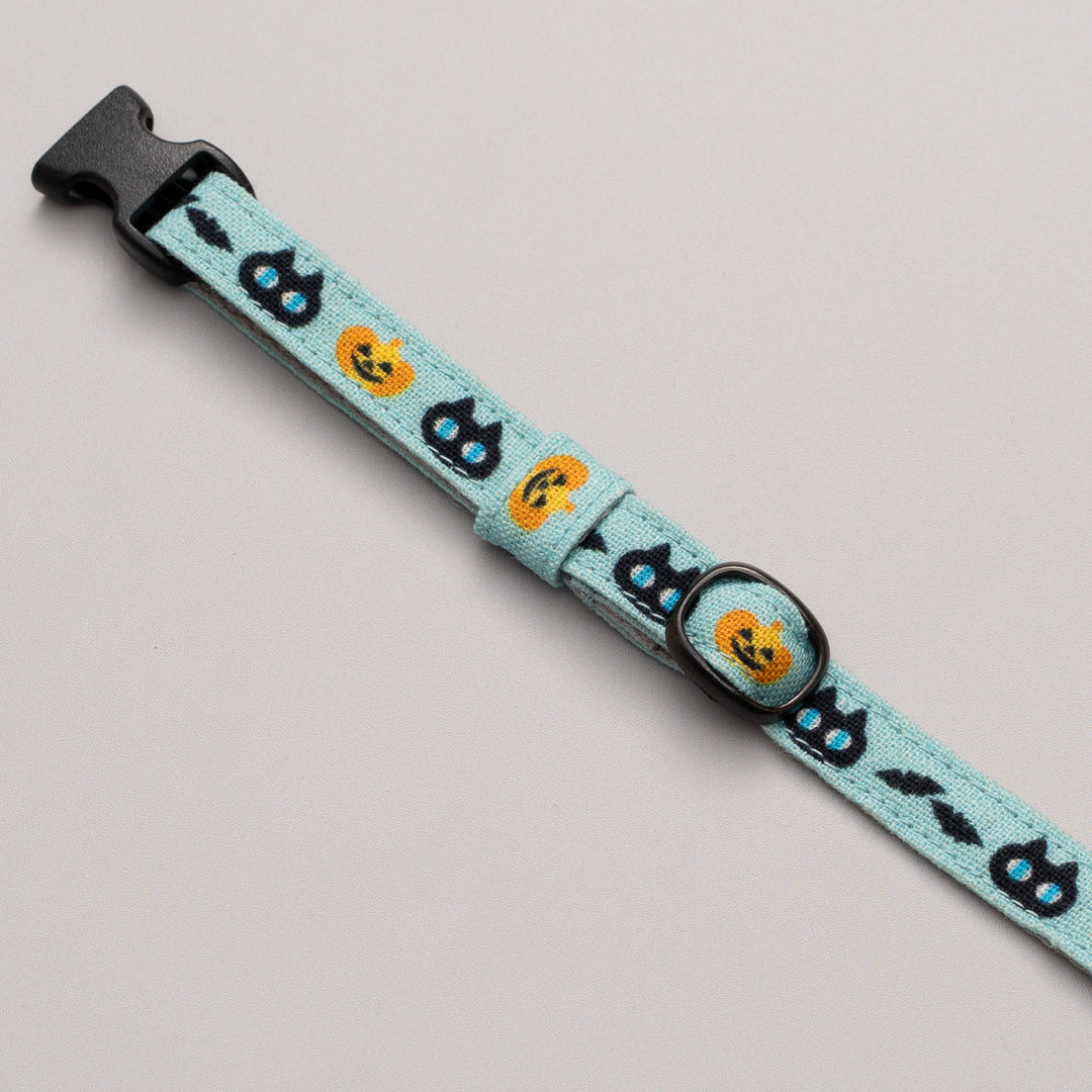 グラフィック猫首輪 黒猫のハロウィン ターコイズ【限定モデル】