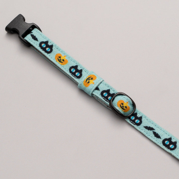 グラフィック猫首輪 黒猫のハロウィン ターコイズ【限定モデル】