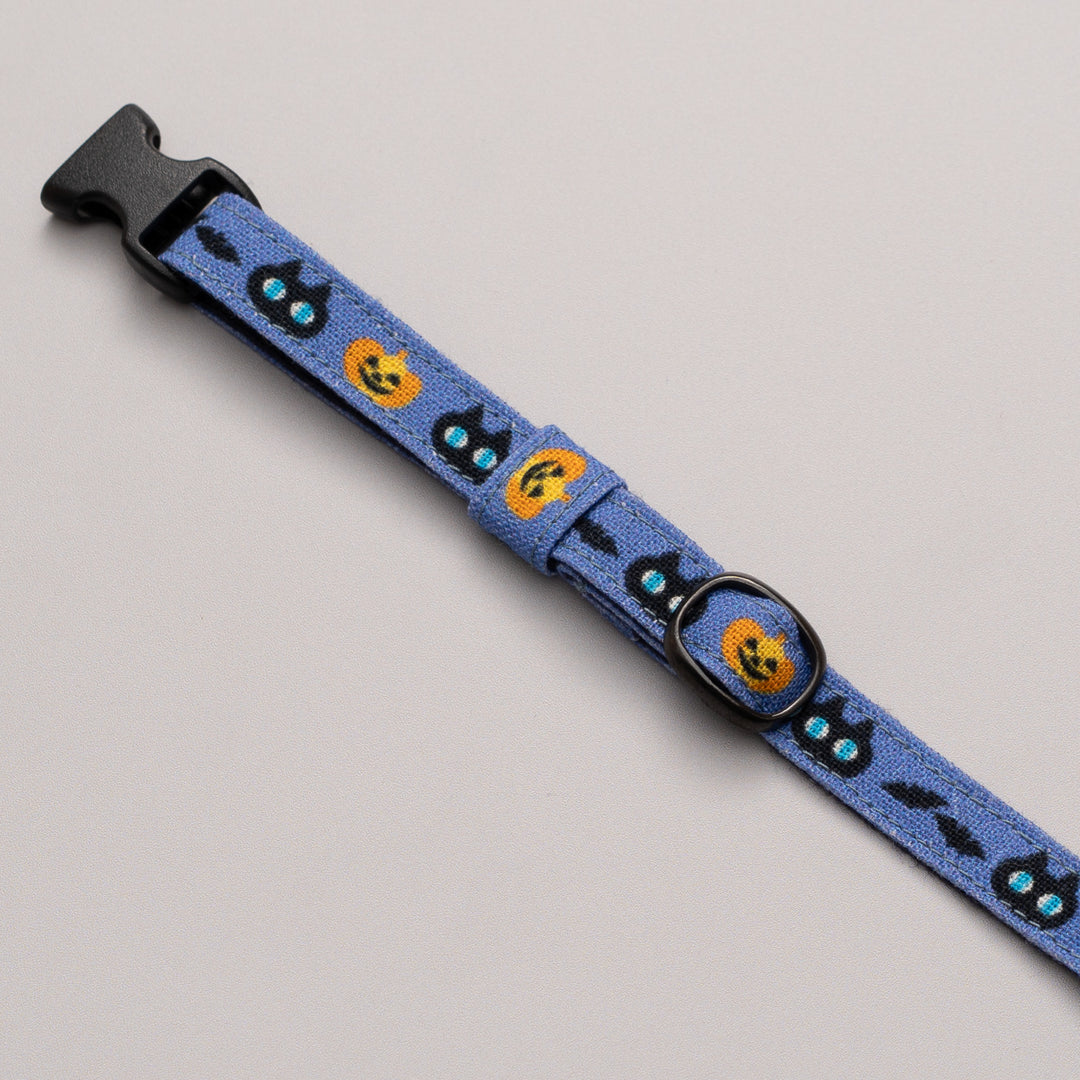 グラフィック猫首輪 黒猫のハロウィン ブルー【限定モデル】