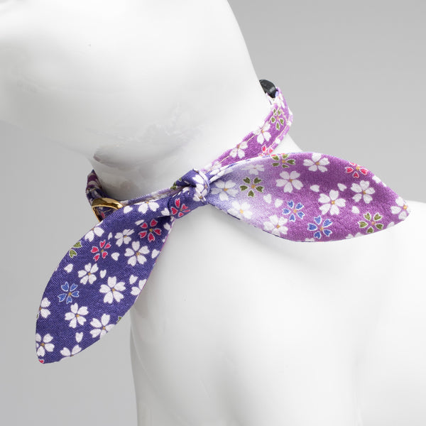 【セット品】リーフリボン & 猫首輪 はんなり桜 パープル 【セット品】リーフリボン & 猫首輪 はんなり桜 パープル