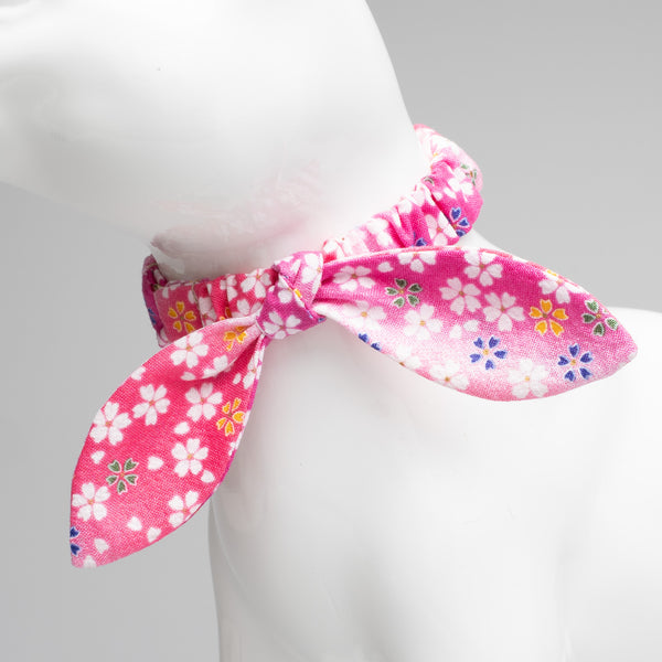 【セット品】リーフリボン & シュシュ猫首輪 はんなり桜 ピンク 【セット品】リーフリボン & シュシュ猫首輪 はんなり桜 ピンク