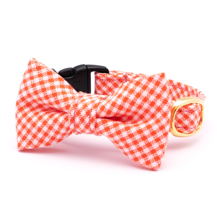 リボン付き猫首輪 ギンガムチェック(新タイプ) トマトレッド