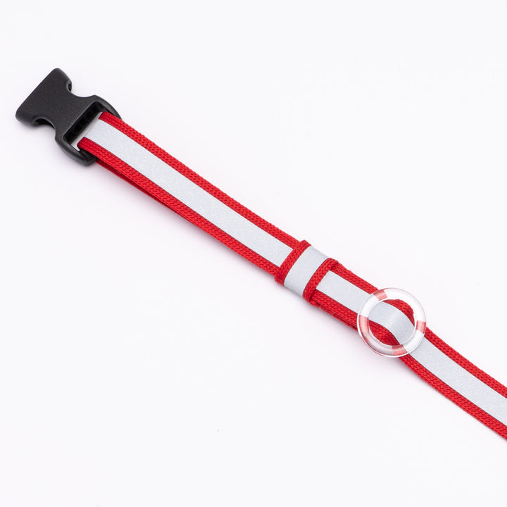 猫首輪 光に反射するリフレクター レッド