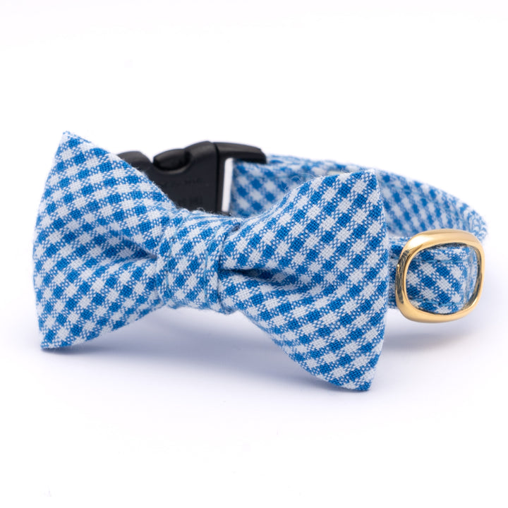 リボン付き猫首輪 ギンガムチェック(新タイプ) ブルー