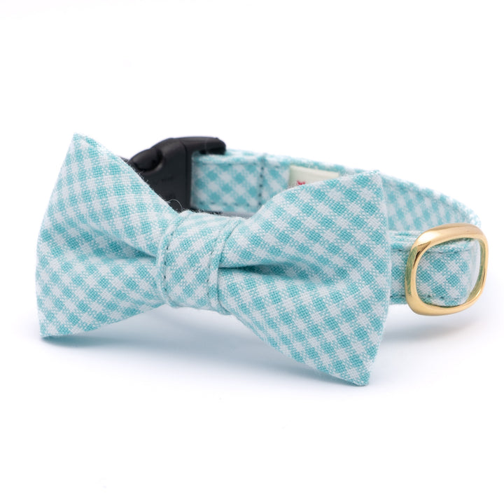 リボン付き猫首輪 ギンガムチェック(新タイプ) ミントグリーン