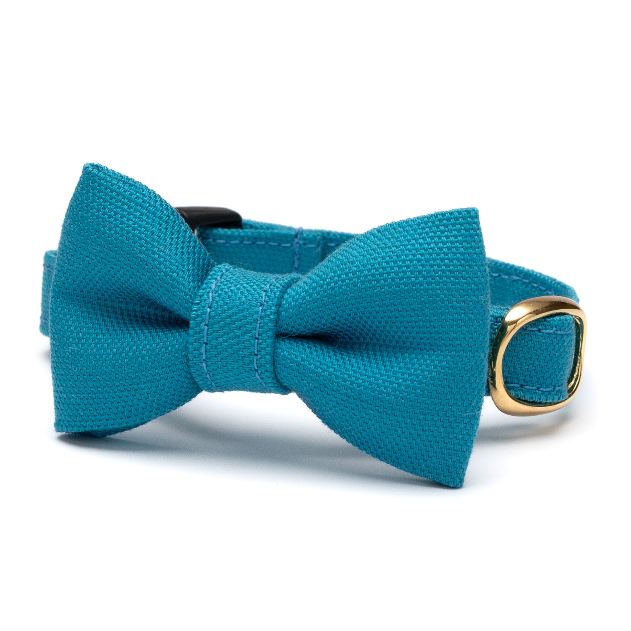 リボン付き猫首輪 コットンオックス ピーコックブルー｜ぽぽねこ公式