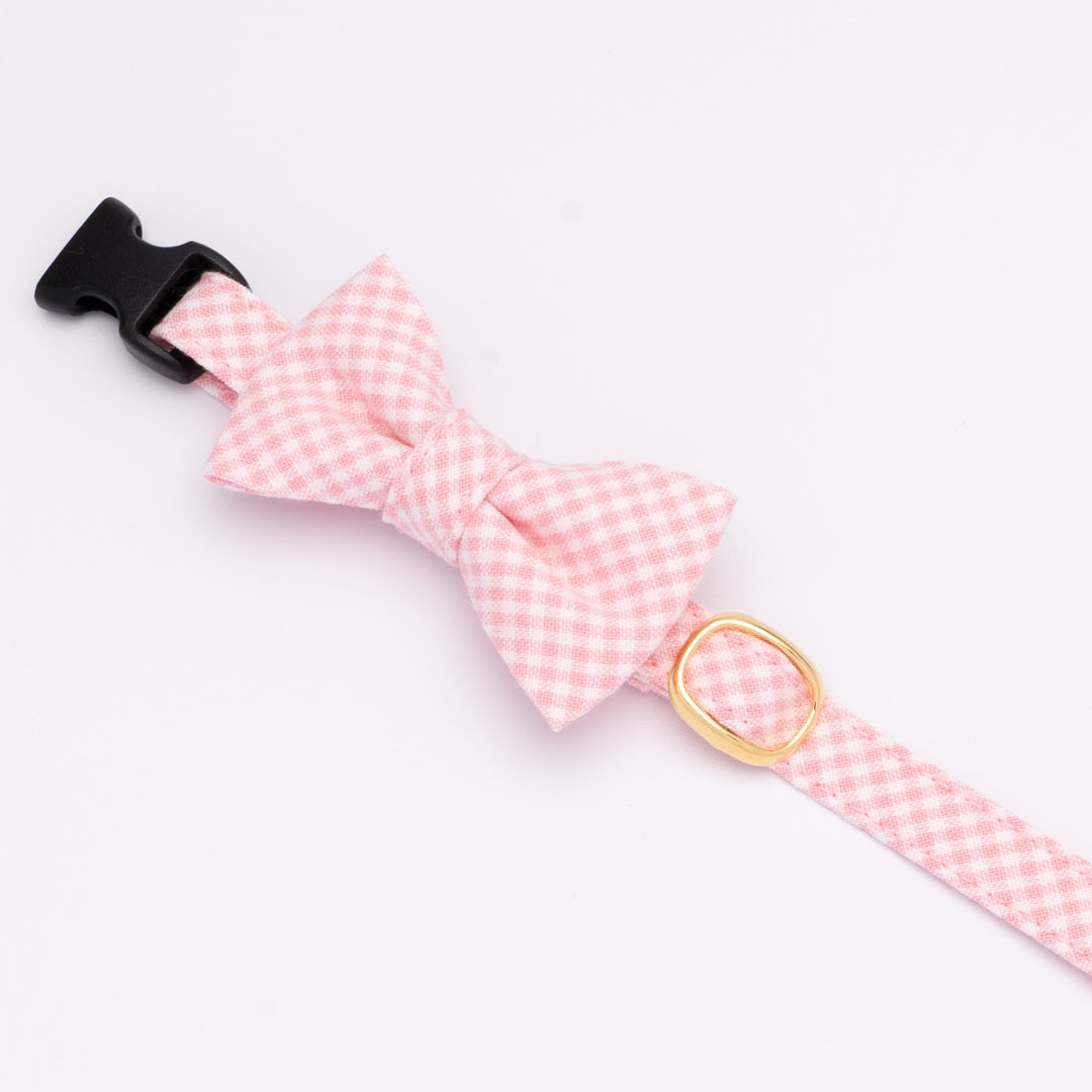 リボン付き猫首輪 ギンガムチェック(新タイプ) ピンク