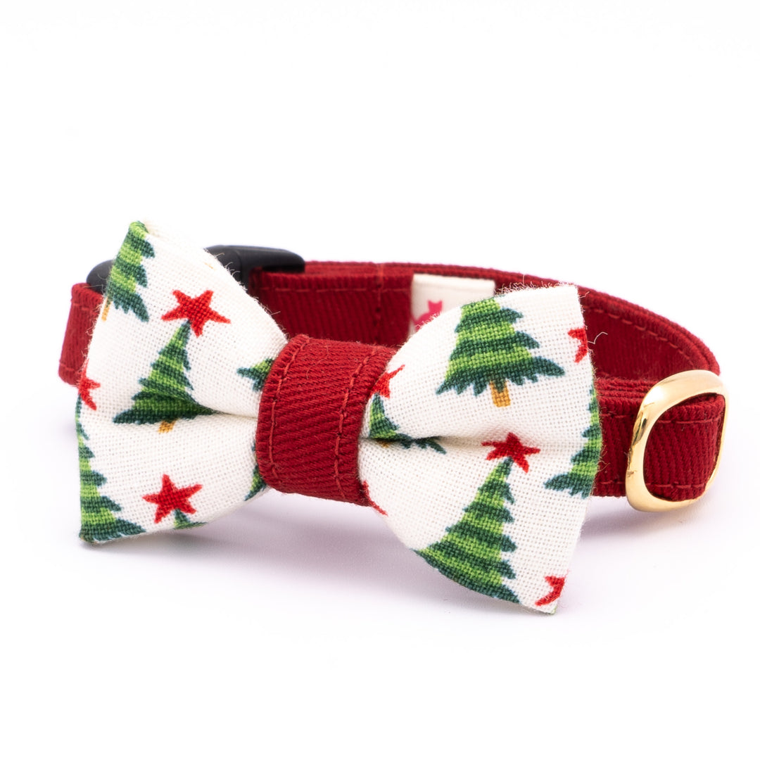 リボン付き猫首輪 クリスマス もみの木 オフホワイト