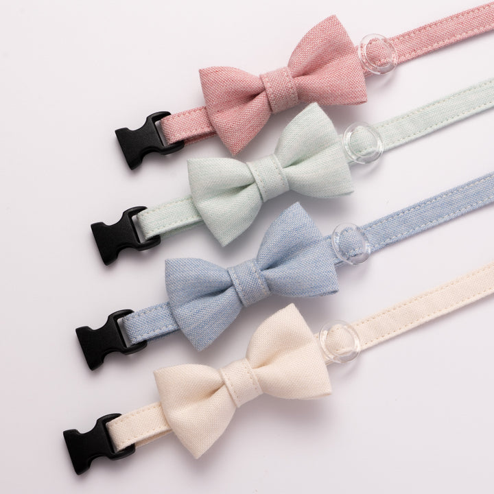 リボン付き猫首輪 オールコットン・金属アレルギー対応 レッド