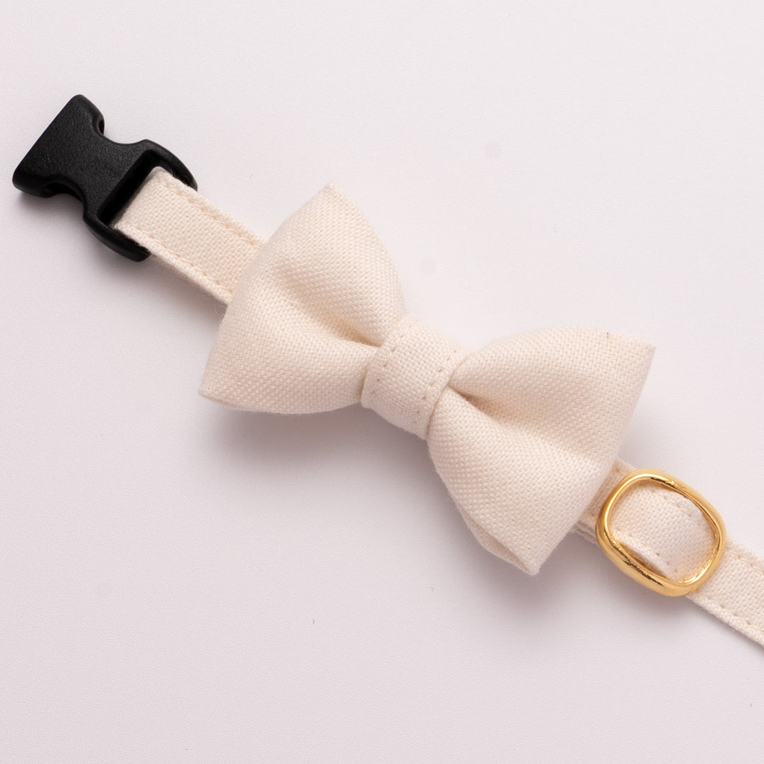 リボン付き猫首輪 オールコットン 無着色