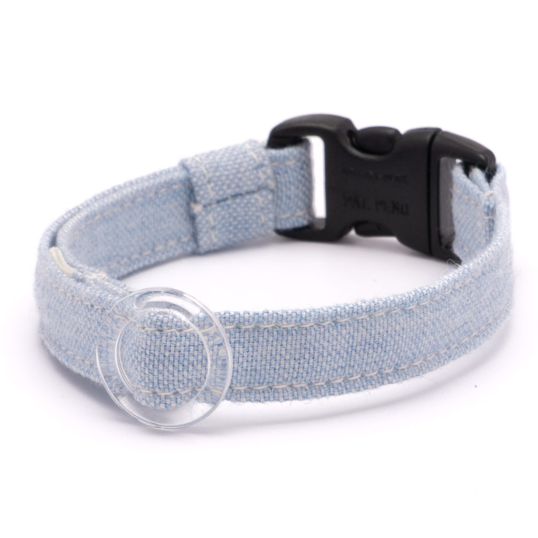 猫首輪 オールコットン・金属アレルギー対応 ブルー