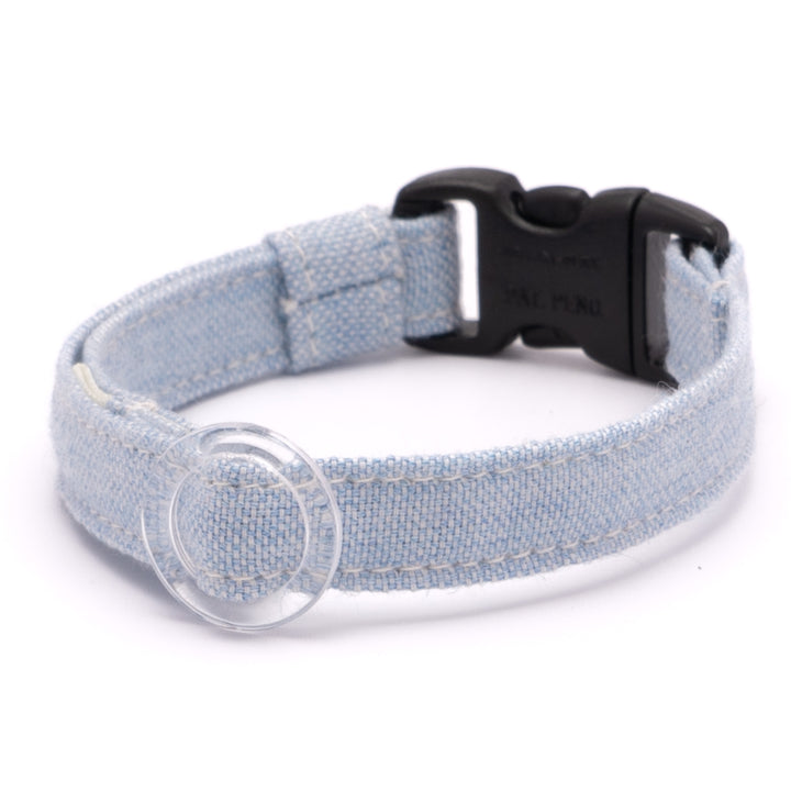 猫首輪 オールコットン・金属アレルギー対応 ブルー
