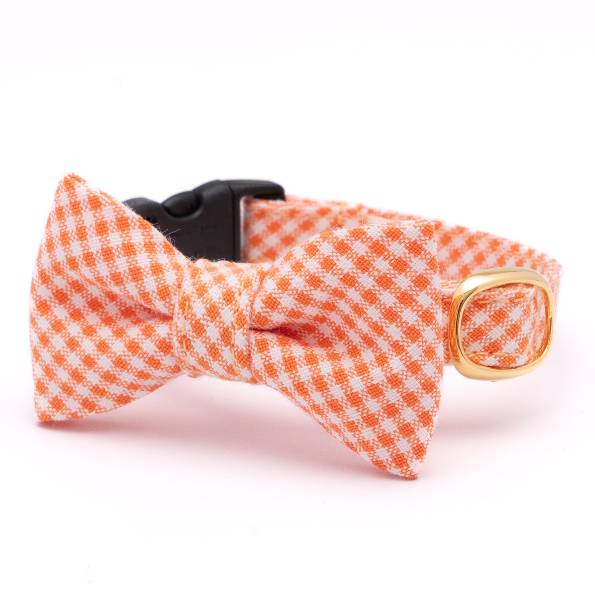 リボン付き猫首輪 ギンガムチェック オレンジ｜ぽぽねこ公式オンライン