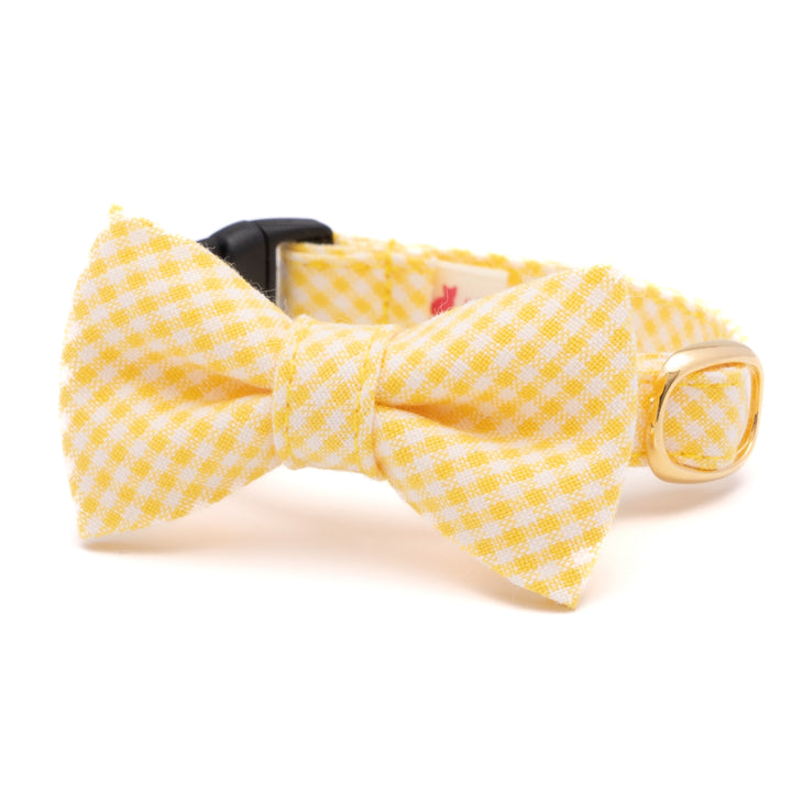 リボン付き猫首輪 ギンガムチェック(新タイプ) イエロー