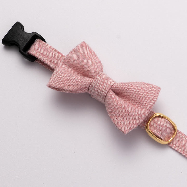 リボン付き猫首輪 オールコットン レッド