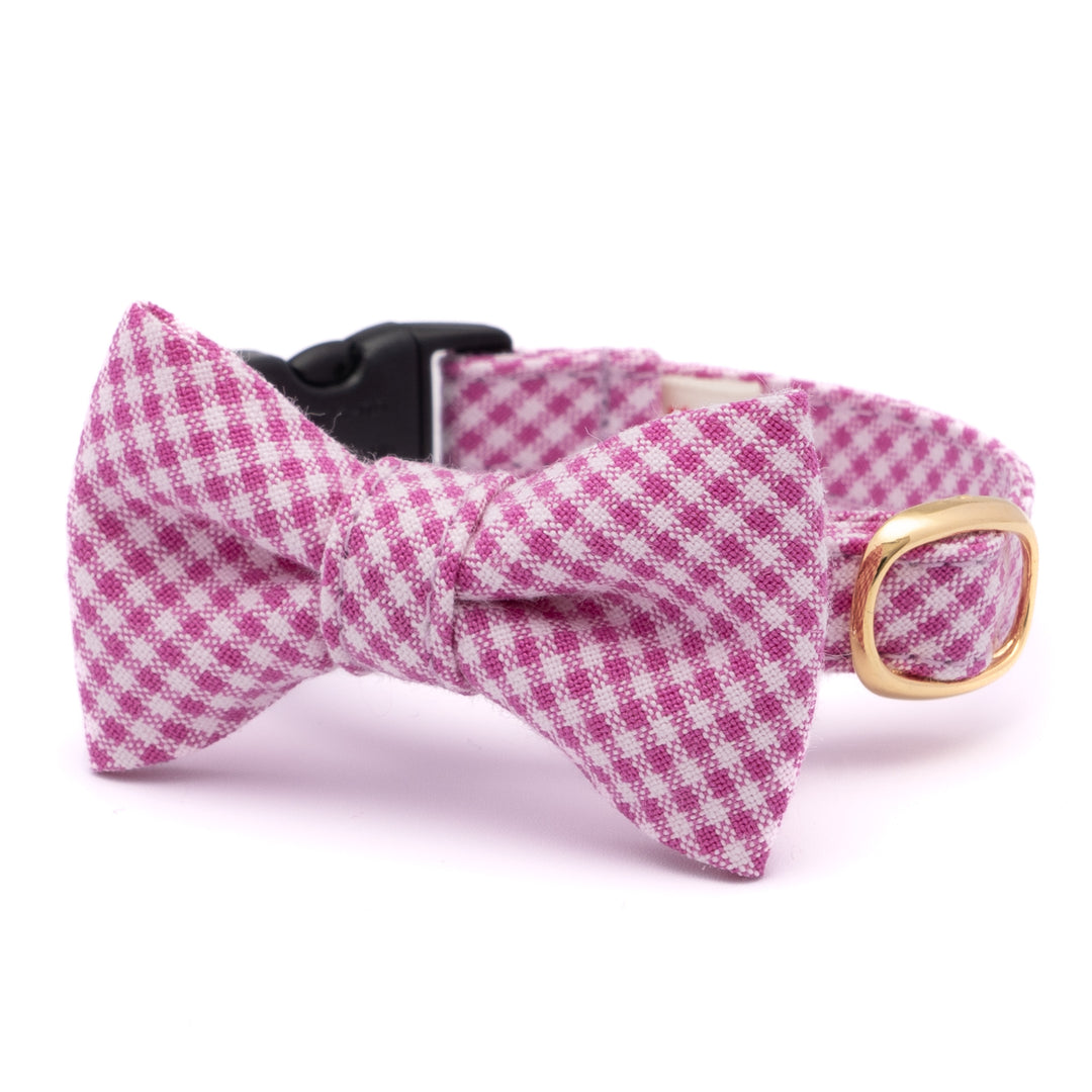 リボン付き猫首輪 ギンガムチェック(新タイプ) ラズベリー