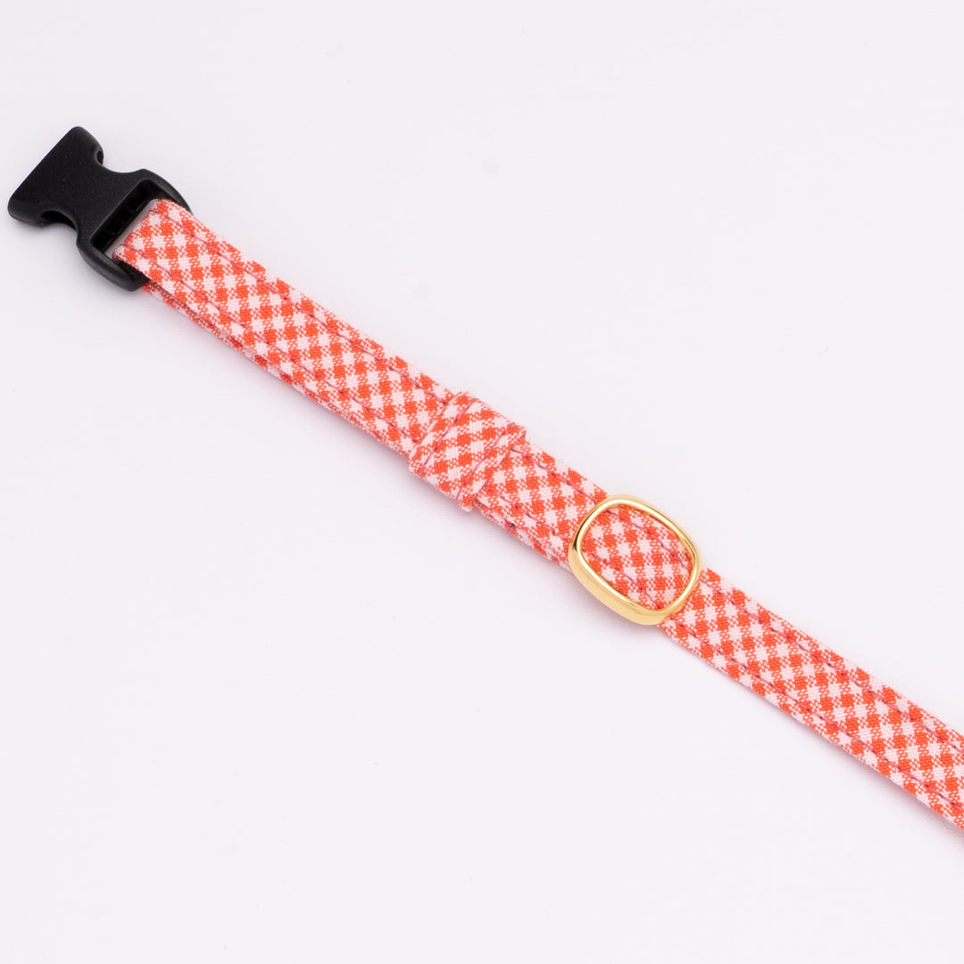 猫首輪 ギンガムチェック(新タイプ) トマトレッド
