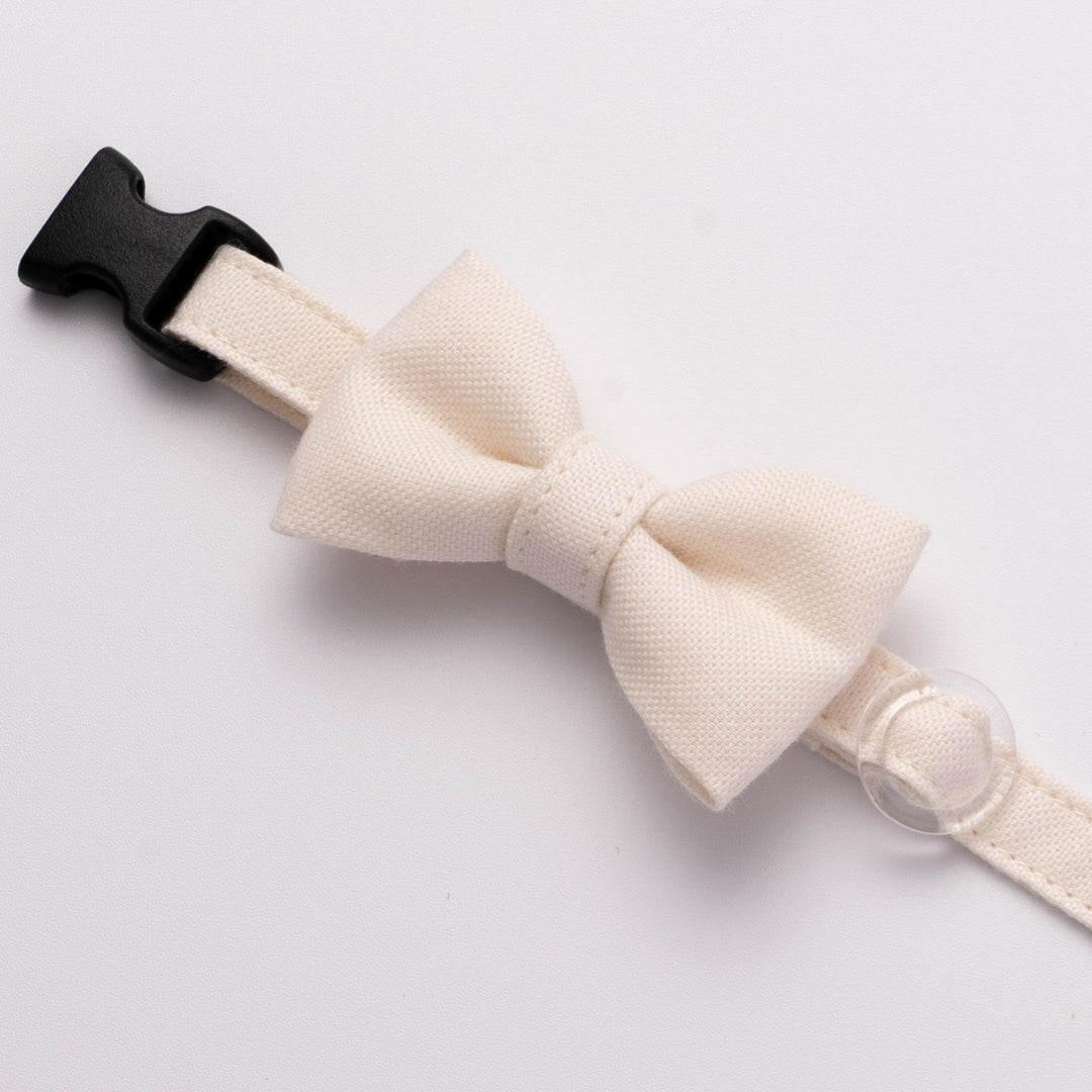 リボン付き猫首輪 オールコットン・金属アレルギー対応 無着色