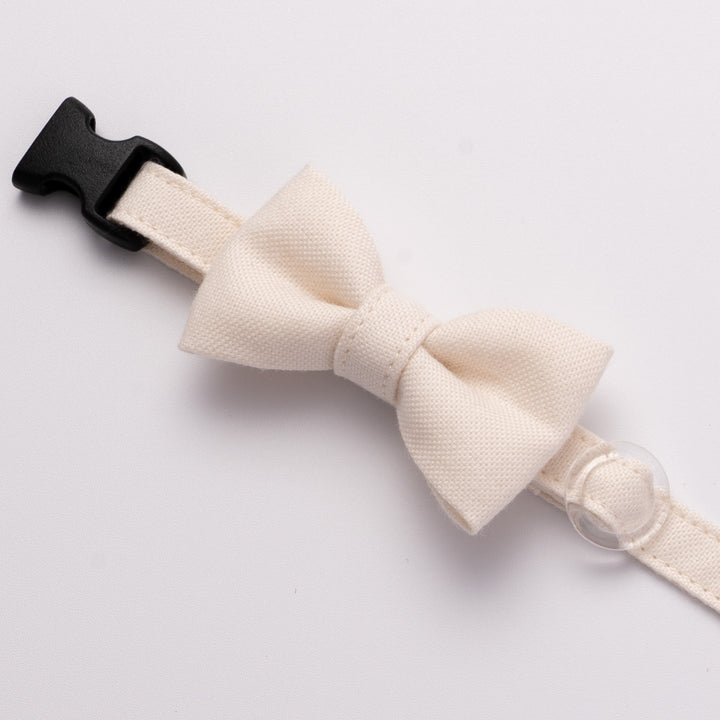 リボン付き猫首輪 オールコットン・金属アレルギー対応 無着色