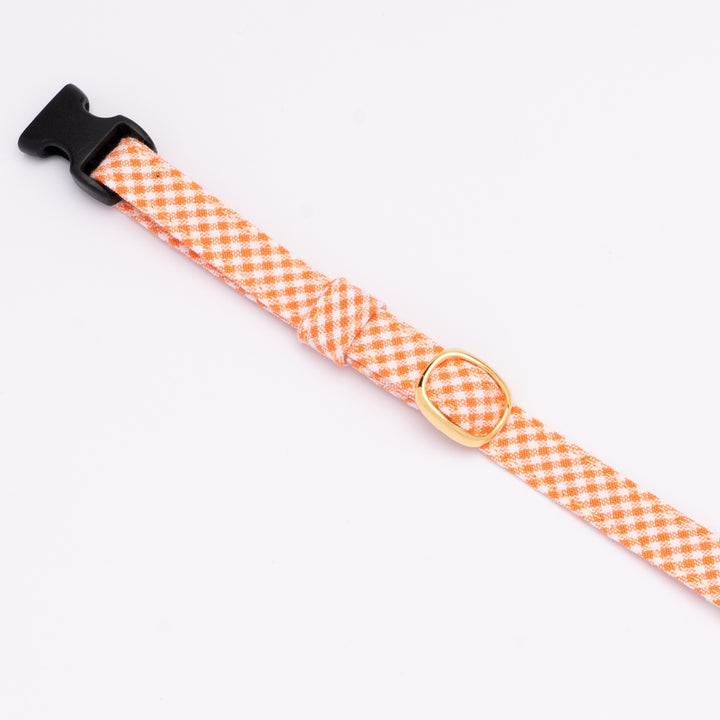 猫首輪 ギンガムチェック(新タイプ) オレンジ