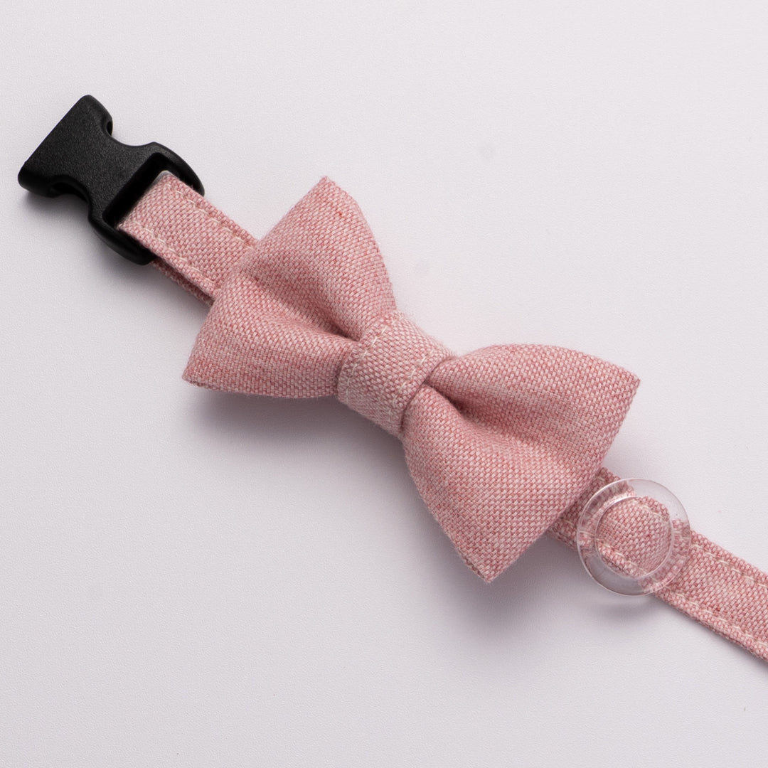 リボン付き猫首輪 オールコットン・金属アレルギー対応 レッド