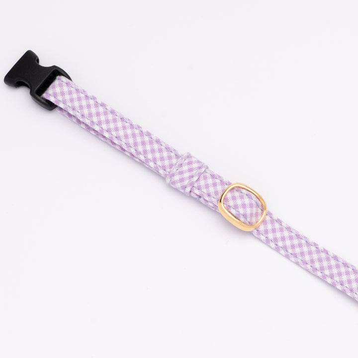 猫首輪 ギンガムチェック(新タイプ) ペールラベンダー