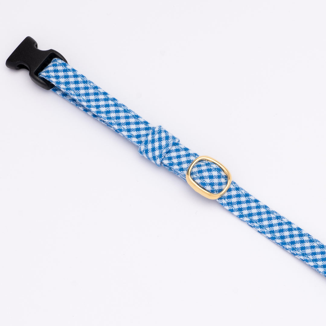 猫首輪 ギンガムチェック(新タイプ) ブルー