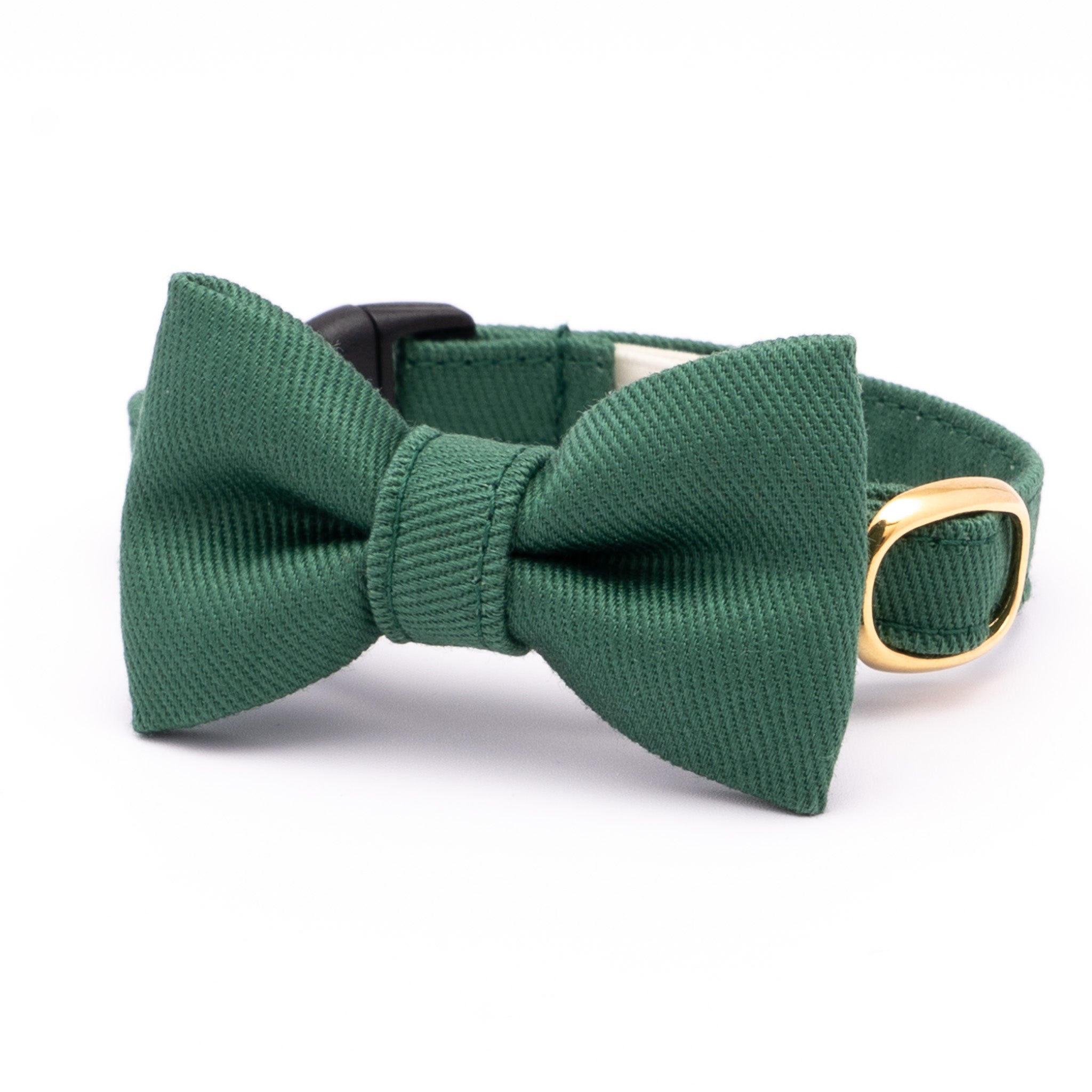 リボン付き猫首輪 MUJIコットンツイル エバーグリーン【限定色】｜ぽぽ