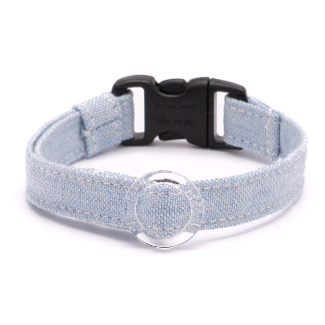 猫首輪 オールコットン・金属アレルギー対応 ブルー
