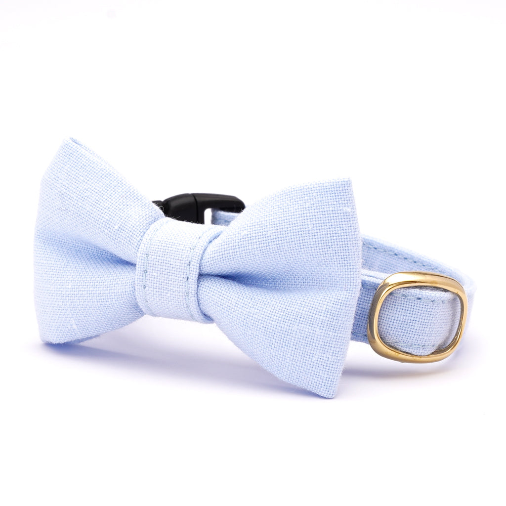 リボン付き猫首輪 MUJIコットンプレーン みずいろ｜ぽぽねこ公式