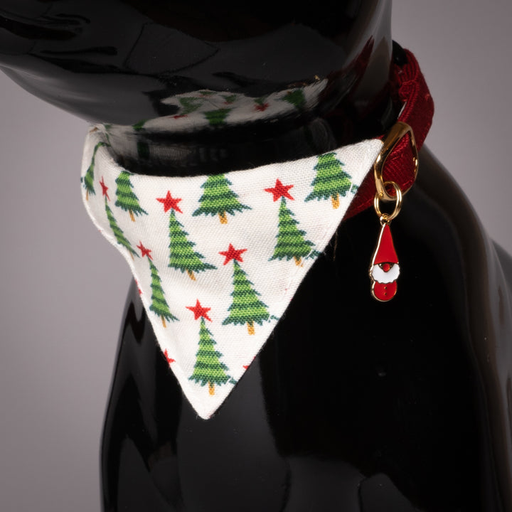 バンダナ付き猫首輪 クリスマス もみの木 オフホワイト