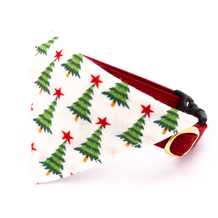 バンダナ付き猫首輪 クリスマス もみの木 オフホワイト