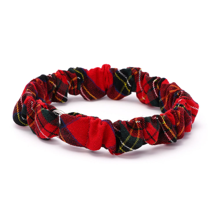 シュシュ猫首輪 タータンチェック レッド