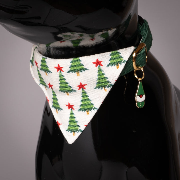 バンダナ付き猫首輪 クリスマス もみの木 オフホワイト