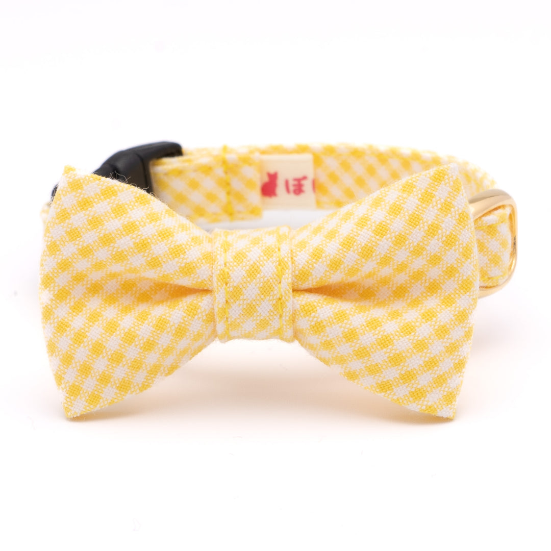 リボン付き猫首輪 ギンガムチェック(新タイプ) イエロー