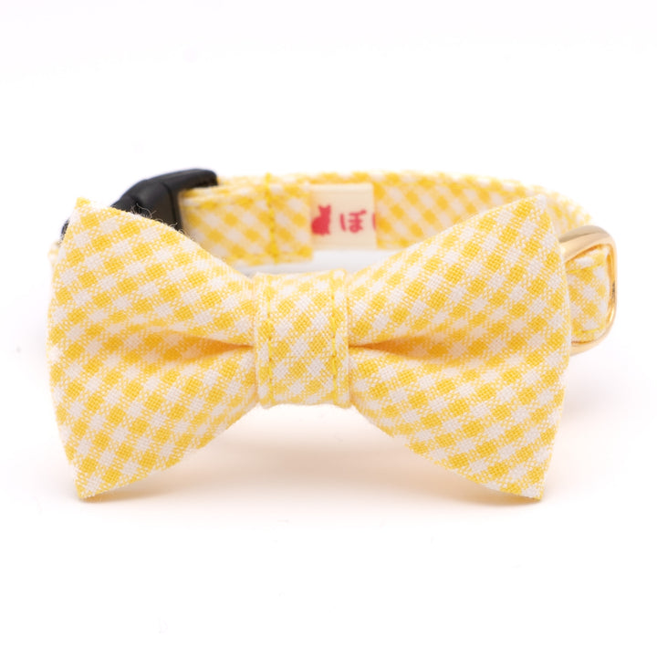 リボン付き猫首輪 ギンガムチェック(新タイプ) イエロー
