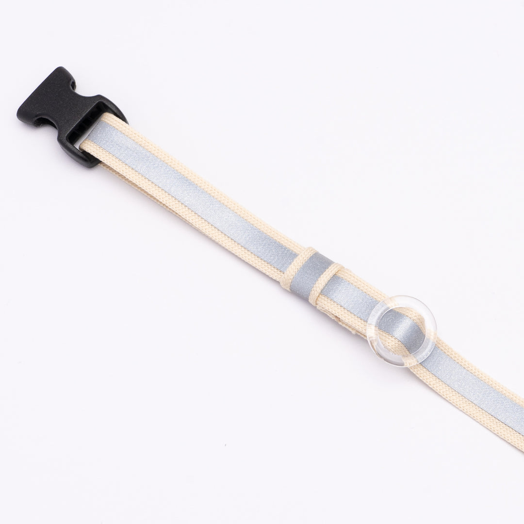 猫首輪 光に反射するリフレクター ベージュ